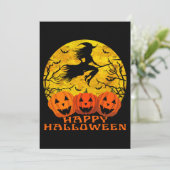 Fröhliche Halloween-Hexe im Zimmer Einladung (Stehend Vorderseite)