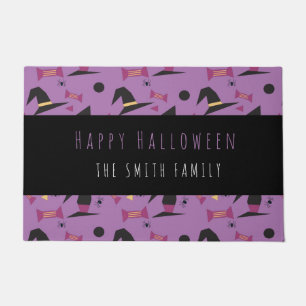 Fröhliche Halloween-Hexen-Süßigkeiten-Muster Name Fußmatte