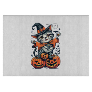 Fröhliche Halloween Hexenkatze Schneidebrett