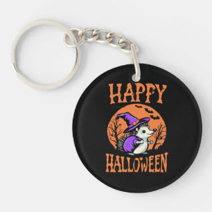 Fröhliche Halloween-Igel-Hexe Schlüsselanhänger