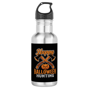 Fröhliche Halloween-Jagd gekreuzte Äxte Kürbis Edelstahlflasche