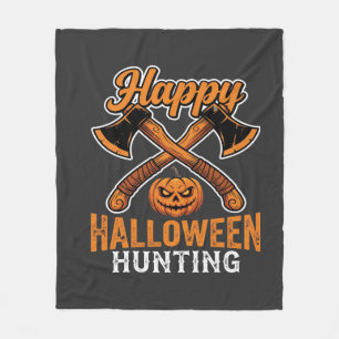 Fröhliche Halloween-Jagd gekreuzte Äxte Kürbis Fleecedecke
