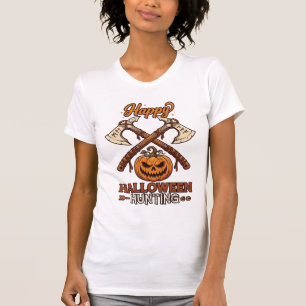 Fröhliche Halloween-Jagd gekreuzte Äxte Kürbis Run T-Shirt