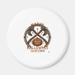 Fröhliche Halloween-Jagd Kürbis gekreuzte Äxte Kno Magnet