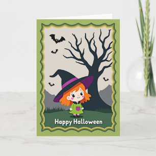 Fröhliche Halloween-Karte für kleine Hexen Karte
