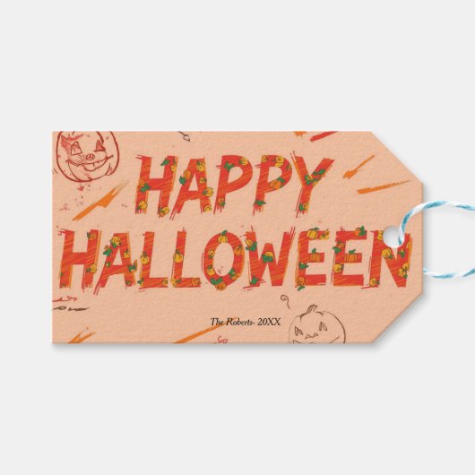 Fröhliche Halloween-Karte, minimalistisches modern Geschenkanhänger (Vorderseite (Horizontal))