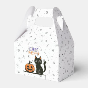 Fröhliche Halloween-Katze & Kürbis Geschenkschachtel