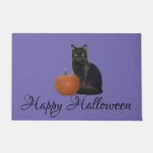 Fröhliche Halloween Katze und Kürbis auf Lila Türm Fußmatte (Vorderseite)