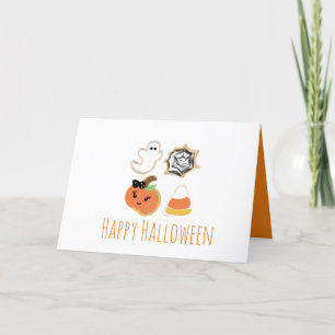 Fröhliche Halloween-Kekse Kürbis Geist Spinnennetz Dankeskarte