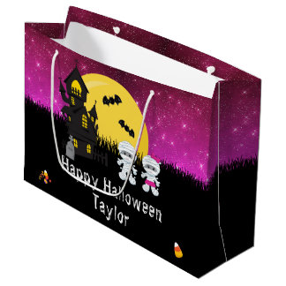 Fröhliche Halloween-Kostenümparty-Mumie Rosa Große Geschenktüte