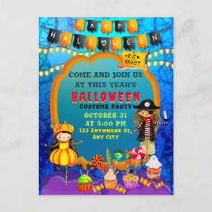 Fröhliche Halloween Kostüm Kinderparty Feier Postkarte
