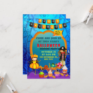 Fröhliche Halloween-Kostümparty für Kinder feiern Einladung