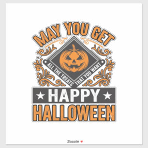 Fröhliche Halloween-Kürbis-Leckereien Vintage Aufkleber