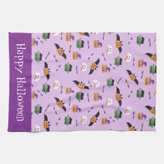 Fröhliche Halloween Kürbis-Pattern bedruckt Geschirrtuch (Horizontal)