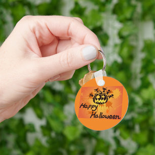 Fröhliche Halloween-Kürbis-Silhouetten-Illustratio Schlüsselanhänger