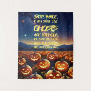 Fröhliche Halloween-Kürbisfelder-Grüße Wandteppich