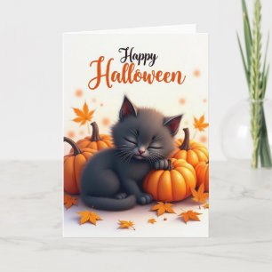 Fröhliche Halloween Kuschel-Kätzchen-Karte Karte
