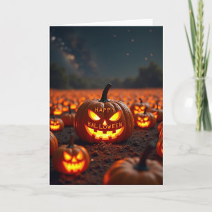 Fröhliche Halloween-Leuchtfeldkarte Karte