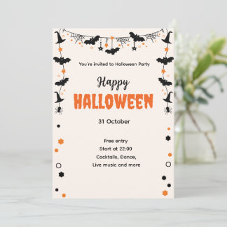 Fröhliche Halloween-Party-Einladung mit Fledermäus Einladung