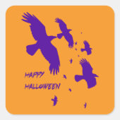 Fröhliche Halloween-Ravens in Flight Vector-Silhou Quadratischer Aufkleber (Vorderseite)