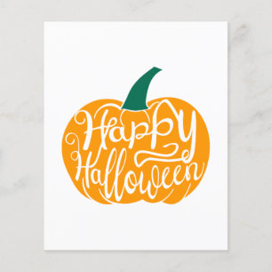Fröhliche Halloween-Schrift auf geschnitztem Kürbi Flyer