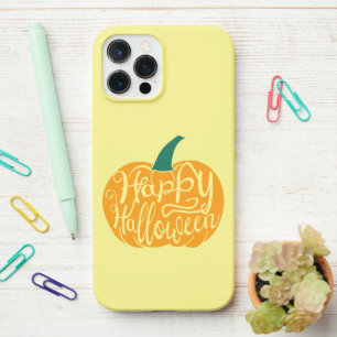 Fröhliche Halloween-Schrift auf geschnitztem Kürbi iPhone 12 Pro Max Hülle