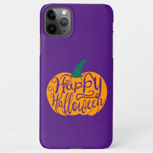 Fröhliche Halloween-Schrift auf geschnitztem Kürbi iPhone 11Pro Max Hülle