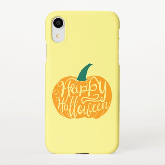 Fröhliche Halloween-Schrift auf geschnitztem Kürbi iPhone Hülle (Rückseite)