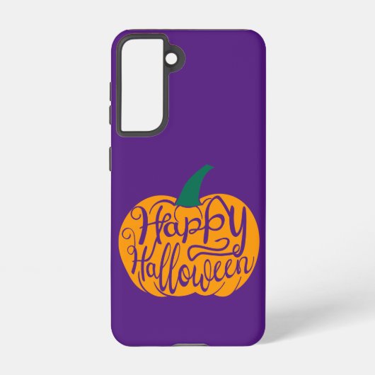 Fröhliche Halloween-Schrift auf geschnitztem Kürbi Samsung Galaxy Hülle (Rückseite)