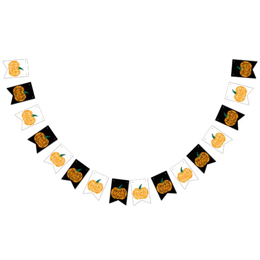 Fröhliche Halloween-Schrift auf geschnitztem Kürbi Wimpelkette (Alle)