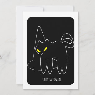 Fröhliche Halloween-Schwarze-Katze-Hexenhut-Karte