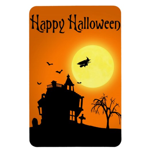 Fröhliche Halloween-Silhouette Landschaft Magnet (Vertikal)
