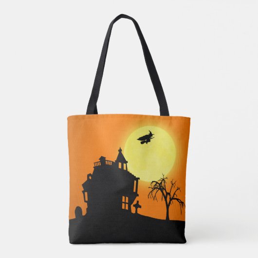 Fröhliche Halloween-Silhouette Landschaft Tasche (Rückseite)