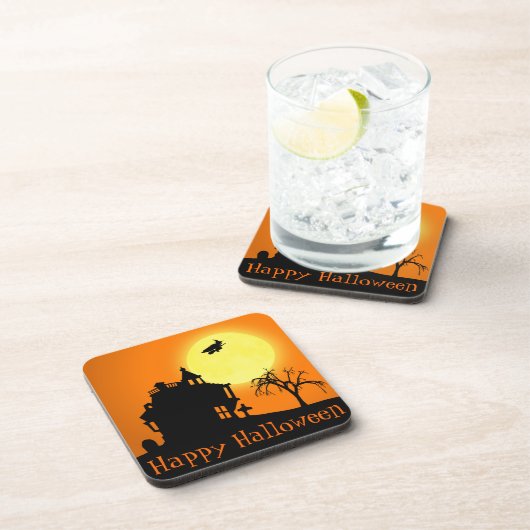 Fröhliche Halloween-Silhouette Landschaft Untersetzer (Rechte Seite)