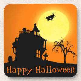 Fröhliche Halloween-Silhouette Landschaft Untersetzer