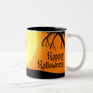 Fröhliche Halloween-Silhouette Landschaft Zweifarbige Tasse