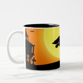 Fröhliche Halloween-Silhouette Landschaft Zweifarbige Tasse