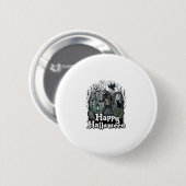 Fröhliche Halloween-Skelett-Laterne Schwarze Katze Button (Vorne & Hinten)