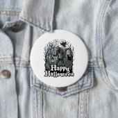 Fröhliche Halloween-Skelett-Laterne Schwarze Katze Button (Beispiel)