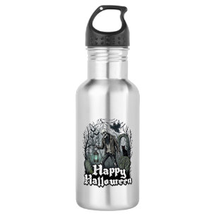 Fröhliche Halloween-Skelett-Laterne Schwarze Katze Edelstahlflasche