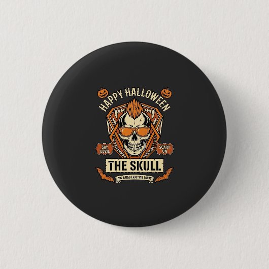 Fröhliche Halloween-Totenkopf-Mohawk-Sonnenbrille  Button (Vorderseite)