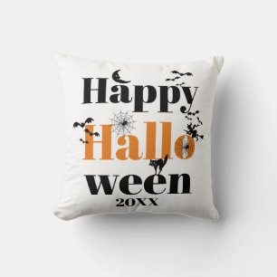 Fröhliche Halloween-Typografie mit Vintage-Element Kissen