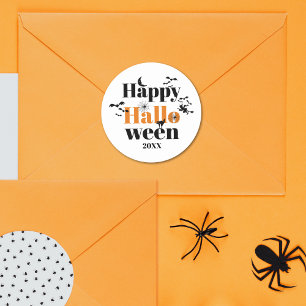 Fröhliche Halloween-Typografie mit Vintage-Element Runder Aufkleber
