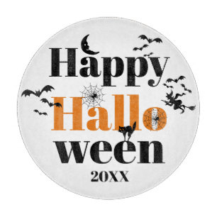 Fröhliche Halloween-Typografie mit Vintage-Element Schneidebrett