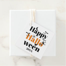 Fröhliche Halloween-Typografie mit Vintagen Elemen Geschenkanhänger