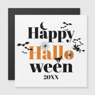 Fröhliche Halloween-Typografie mit Vintagen Elemen Magneteinladung