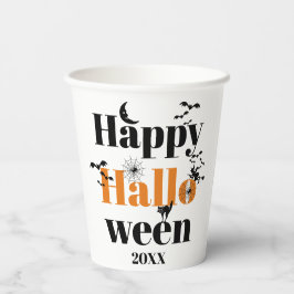 Fröhliche Halloween-Typografie mit Vintagen Elemen Pappbecher