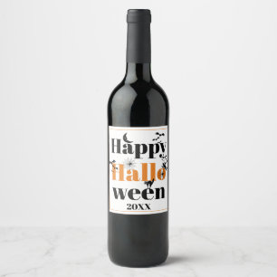 Fröhliche Halloween-Typografie mit Vintagen Elemen Weinetikett