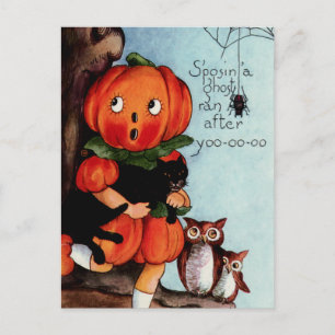 Fröhliche Halloween-Vintage-Illustration Postkarte