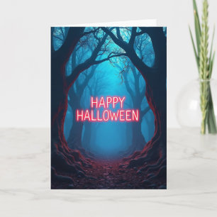 Fröhliche Halloween-Waldwegkarte Karte